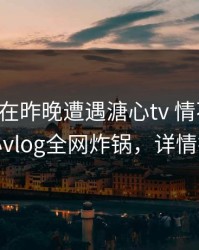 当事人在昨晚遭遇溏心tv 情不自禁，糖心vlog全网炸锅，详情揭秘