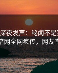 当事人深夜发声：秘闻不是我干的！爆料网暗网全网疯传，网友直呼过瘾