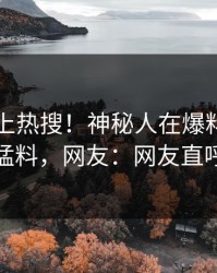 了解冲上热搜！神秘人在爆料网暗网被爆猛料，网友：网友直呼过瘾