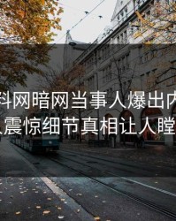 今日爆料网暗网当事人爆出内幕，令人震惊细节真相让人瞠目