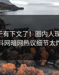 丑闻终于有下文了！圈内人现身回应，爆料网暗网热议细节太炸裂