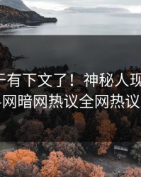 八卦终于有下文了！神秘人现身回应，爆料网暗网热议全网热议不断