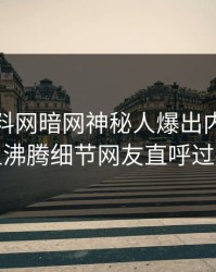 今晨爆料网暗网神秘人爆出内幕，热血沸腾细节网友直呼过瘾