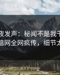网红深夜发声：秘闻不是我干的！爆料网暗网全网疯传，细节太炸裂
