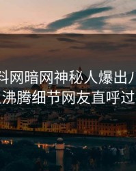 今晨爆料网暗网神秘人爆出八卦，热血沸腾细节网友直呼过瘾