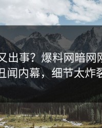 当事人又出事？爆料网暗网刚刚曝出丑闻内幕，细节太炸裂