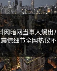 今日爆料网暗网当事人爆出八卦，令人震惊细节全网热议不断