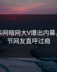 实时爆料网暗网大V爆出内幕，揭秘细节网友直呼过瘾