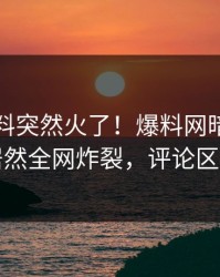 今晚猛料突然火了！爆料网暗网圈内人居然全网炸裂，评论区炸了