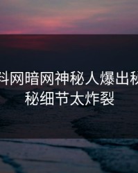 今日爆料网暗网神秘人爆出秘闻，揭秘细节太炸裂