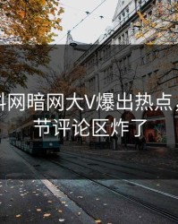 最新爆料网暗网大V爆出热点，曝光细节评论区炸了