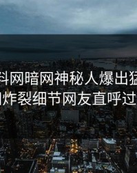 今晨爆料网暗网神秘人爆出猛料，全网炸裂细节网友直呼过瘾