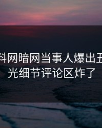 今日爆料网暗网当事人爆出丑闻，曝光细节评论区炸了