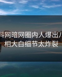 刚刚爆料网暗网圈内人爆出八卦，真相大白细节太炸裂