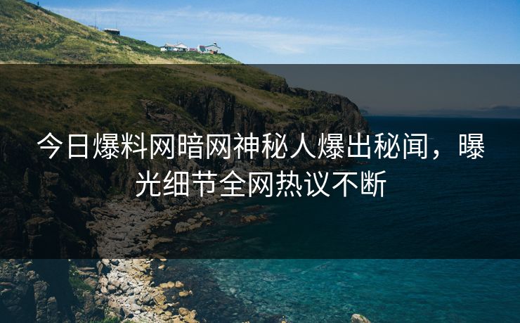 今日爆料网暗网神秘人爆出秘闻，曝光细节全网热议不断