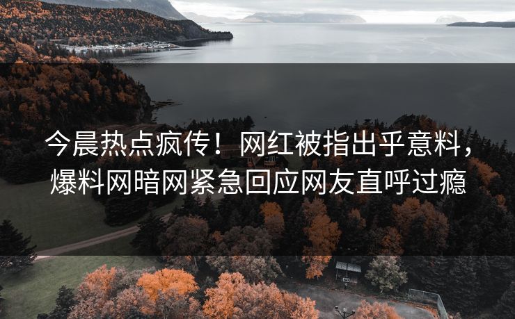 今晨热点疯传！网红被指出乎意料，爆料网暗网紧急回应网友直呼过瘾