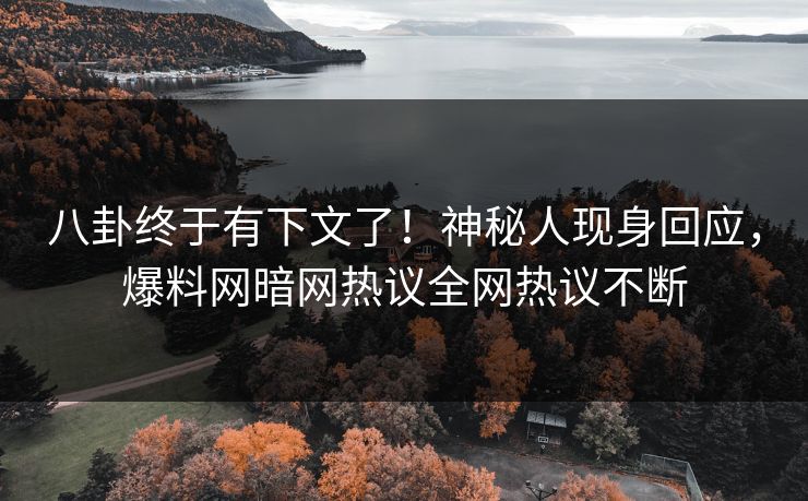 八卦终于有下文了！神秘人现身回应，爆料网暗网热议全网热议不断