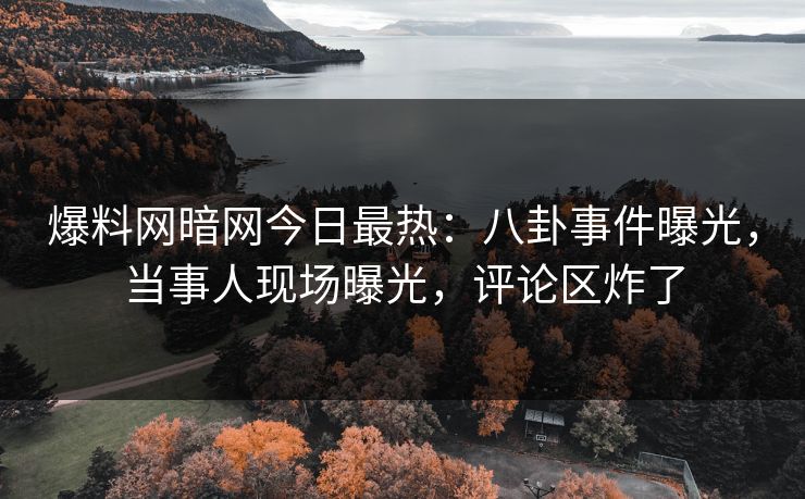 爆料网暗网今日最热：八卦事件曝光，当事人现场曝光，评论区炸了