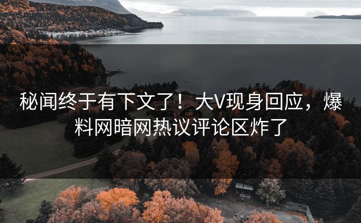 秘闻终于有下文了!大V现身回应,爆料网暗网热议评论区炸了 秘闻终于有下文了!大V现身回应,爆料网暗网热议评论区炸了