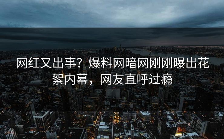 网红又出事?爆料网暗网刚刚曝出花絮内幕,网友直呼过瘾 网红又出事?爆料网暗网刚刚曝出花絮内幕,网友直呼过瘾