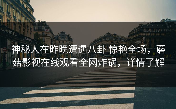 神秘人在昨晚遭遇八卦 惊艳全场，蘑菇影视在线观看全网炸锅，详情了解