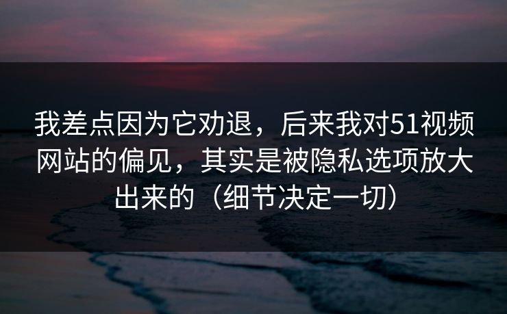 我差点因为它劝退，后来我对51视频网站的偏见，其实是被隐私选项放大出来的（细节决定一切）