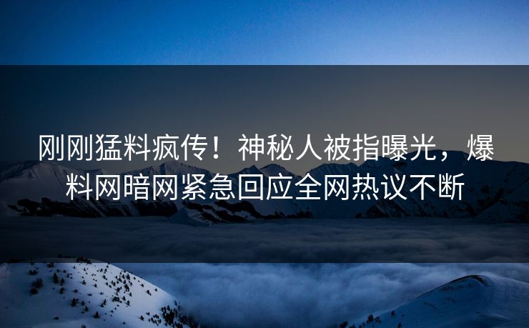 刚刚猛料疯传！神秘人被指曝光，爆料网暗网紧急回应全网热议不断
