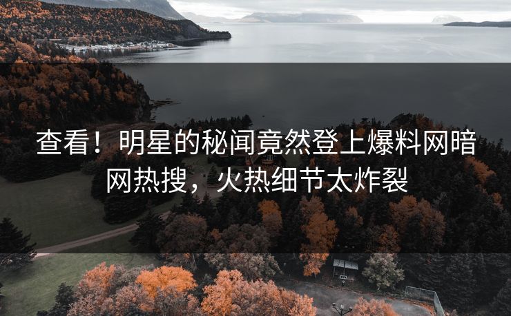 查看！明星的秘闻竟然登上爆料网暗网热搜，火热细节太炸裂